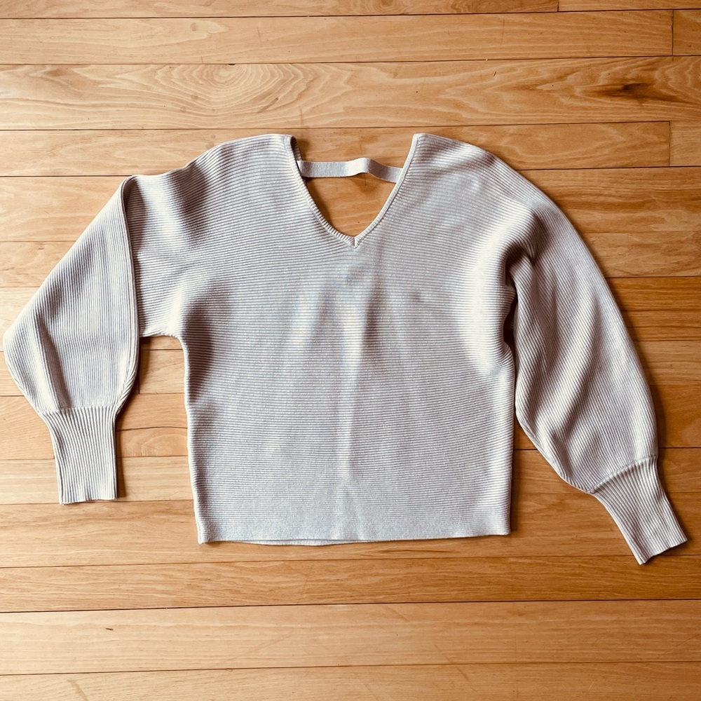 Double V-Neck Knit Sweater